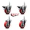 Service Caster 3.5'' Red Polyurethane Wheel Swivel 7/8'' Square Stem Caster Set 2 Brake, 4PK SCC-SQ20S3514-PPUB-RED-PLB-78-2-S-2 - alternate 4